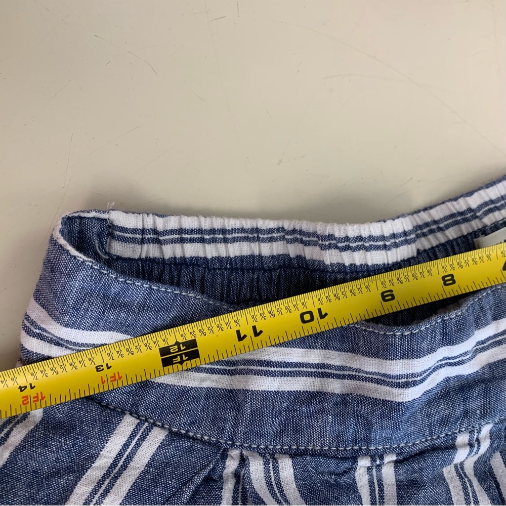 Max Studio Navy and White Striped A-Line Linen Skirt - Picture 6 of 7